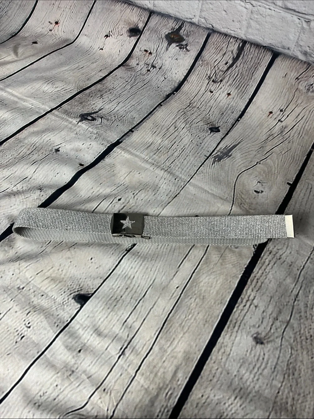 Women's Silver Webbing Belt with Star Buckle
